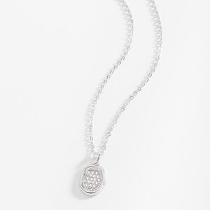 New Asymmetric Pendant Necklace in Platinum with Crystal